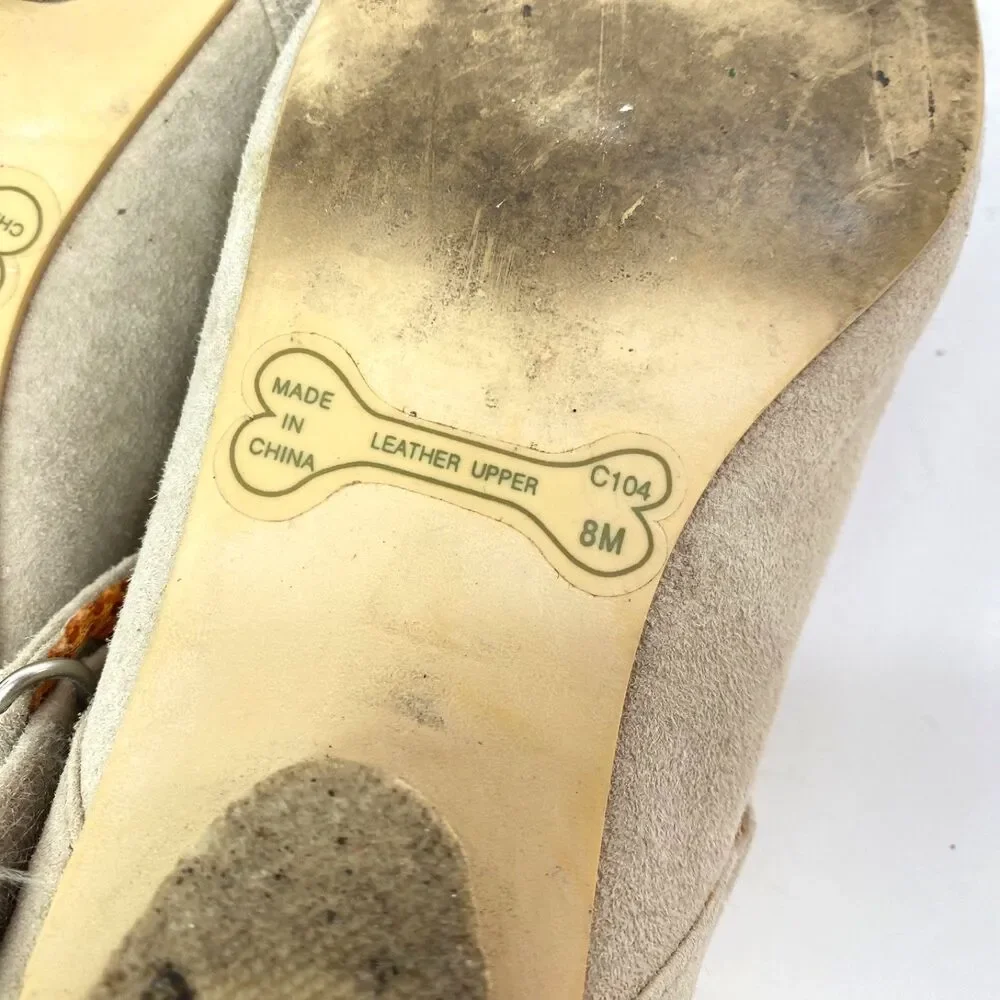 Rocket Dog Leather Nubuck Neutral Beige Loafer Flats Straps Pointed Toe Career